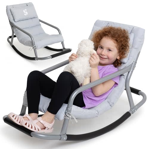 Special Supplies Sensory Rocking Chair for Kids - Comfortable Kids Rocker- Versatile Floor Chair with Soft Fabric and Stability for Playroom, Bedroom, or Nursery (Ages 3+) (Grey)