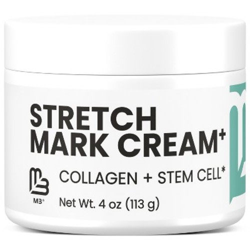 M3 Stretch Mark Cream Infused with Collagen & Stem Cell, Stretch Mark Prevention & Scar Remover Lotion, Green Tea Extract & Raspberry Ketones, 4oz