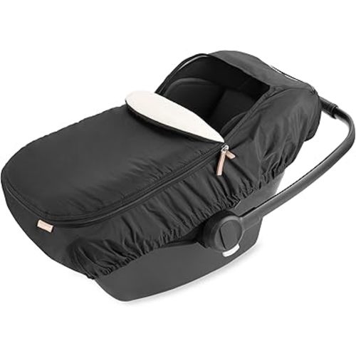 Skip Hop All Seasons Baby Car Seat Cover 4 in 1 Universal Fit with UPF40+ Sunshade and Water Resistant Fabric Oat