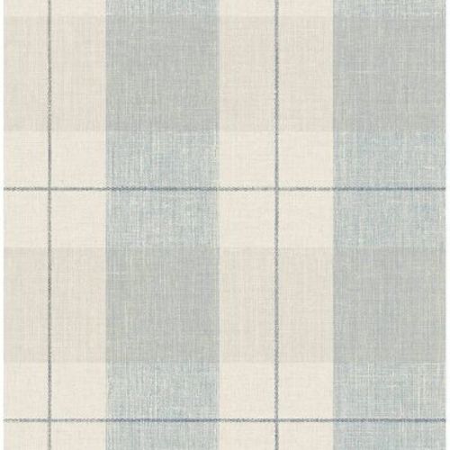 NextWall Blue and Beige Lenox Hill Plaid Peel and Stick Wallpaper