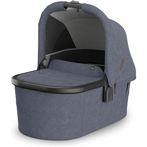 UPPAbaby Bassinet V3 - Compatible with Vista, Cruz, Ridge Strollers - Overnight Sleep Solution - Mattress, Sheet and Bug Shield Included - Julian (Dusty Blue Mélange)