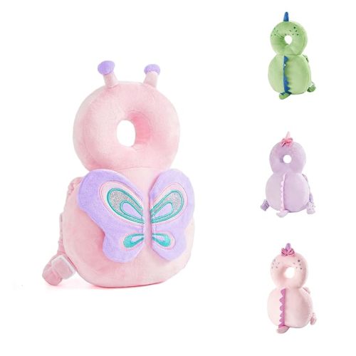 Baby Back Potection Toddler Safety Protector Cushion Pad Toddler Backpack for Crawling Walking Adjustable Toddlers Back Safety Pad for Boys and Girls(Pink Butterfly)