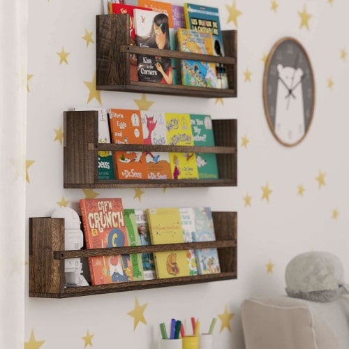 Wall Mounted Shelving for Books, Set of 3