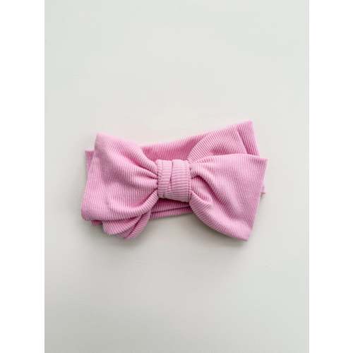 OVERSIZED RIBBED COTTON TOPKNOT BOW HEADBAND - BARBIE PINK
