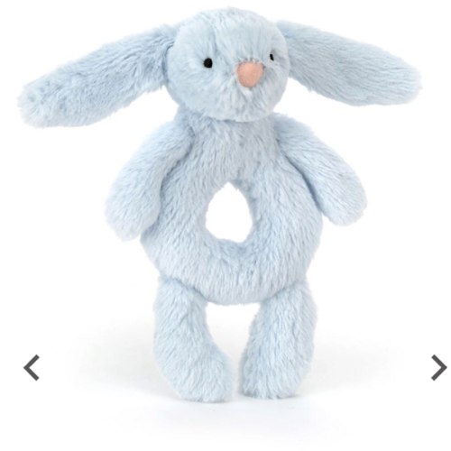 Bashful Bunny Ring Rattle, Blue