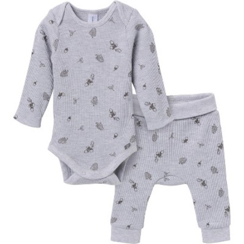 Modern Moments™ by Gerber Baby Neutral 2-Piece Bodysuit and Pant Set, Acorn Grey Heather, 6-9 Months