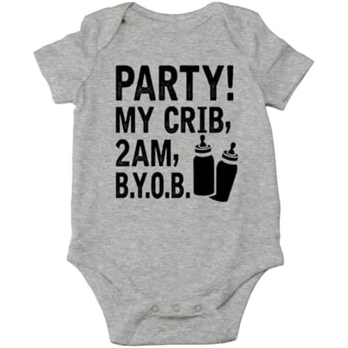 AW Fashions Party! My Crib, 2 AM, B.Y.O.B. Baby Bodysuit Cute Newborn Baby Girl or Boy Clothes Romper