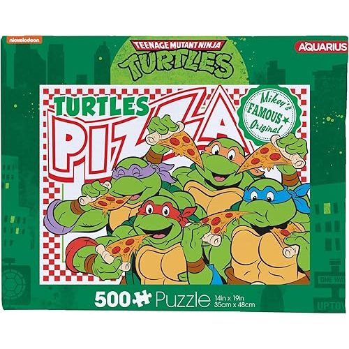 Aquarius TMNT Pizza Puzzle (500 Piece Jigsaw Puzzle) - Glare Free - Precision Fit - Virtually No Puzzle Dust - Officially Licensed Teenage Mutant Ninja Turtles Collectibles - 14x19 Inches, 62311