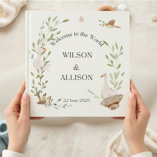 Personalised Twin Baby Memory Book: Hardcover First Year Journal