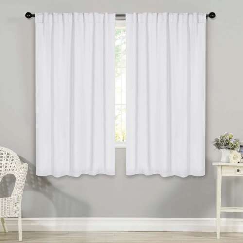 Superior Solid 2-Piece Room Darkening Curtain Set, Rod Pocket Backtab Header Window Drapes