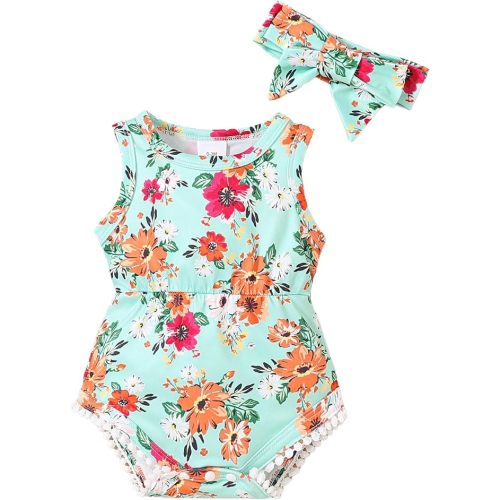Mioglrie Baby Girl Clothes Newborn Girl Clothes Summer Infant Baby Girl Outfits Romper Headband Clothing Sets