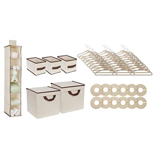 Delta Children Nursery Storage 48 Piece Set - Easy Storage/Organization Solution - Keeps Bedroom, Nursery & Closet Clean, Beige