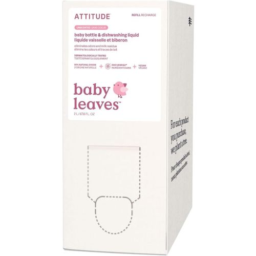 ATTITUDE Baby Bottle & Dish Soap Refill, Unscented, 67.6 fl oz