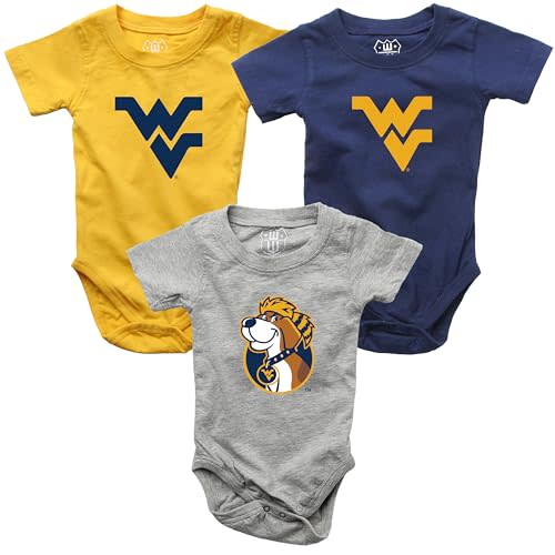 Wes and Willy Baby College Team 3 Pack of Cotton Rompers