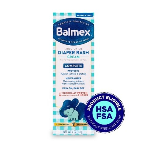 Balmex Complete Protection Diaper Rash Cream with Zinc Oxide Skin Protectant for Baby Skin Care, 4 oz