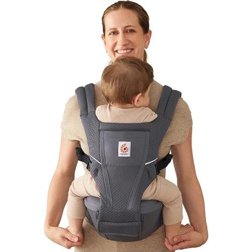 Ergobaby Alta Hip Seat Baby Carrier for Babies & Toddlers 4-48 Months (12-45 lbs) - 3-Position Convertible Ergonomic Baby Carrier with Storage Pocket, Sun Hood, Hip-Healthy Positioning - Graphite Grey