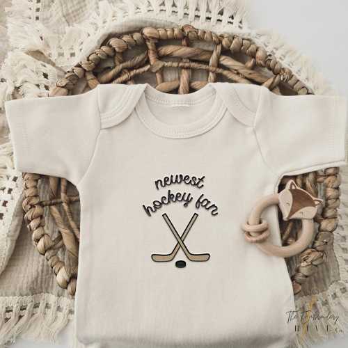Embroidered Newest Hockey Fan ONESIES® brand Hockey Bodysuit Daddy's Hockey Buddy Pregnancy Baby Announcement D5