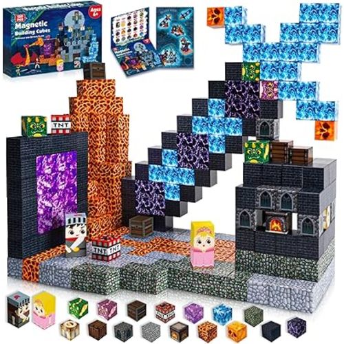 GraceDuck 150 PCS Magnetic Blocks for Kids' Toys, Build Magnetic Dark Castle Set, Magnetic Cube Montessori Toys for Toddlers 6 7 8 9 10 Year Old Girls Boys Christmas Birthday Gift