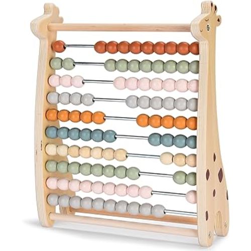 Abacus for Kids - Math Counting Toy Made of Wooden Beads and Rack - Children's Wood Number Counters for Teaching Addition, Subtraction and More - Counting Tool for Toddlers and 1st Grade Kids