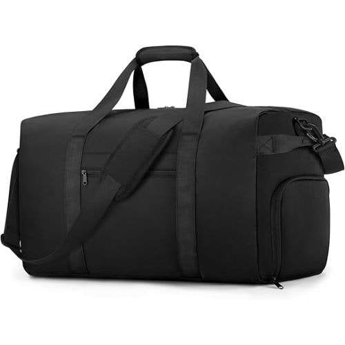 ETRONIK Carry On Luggage 22x14x9 Airline Approved, 45L Large Travel Duffel Bags With Shoe Compartment, Waterproof Carry on Bag for Airplane, Duffle Bag for Travel Weekender Overnight Gym, Black