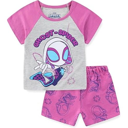 Marvel Spider-Gwen Ghost Spider Girls Short Sleeve T-Shirt and French Terry Shorts Set for Toddler to Big Kids