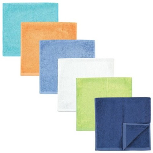Hudson Baby Infant Boy Rayon from Bamboo Burpcloth 6pk, Blue Orange Lime, One Size