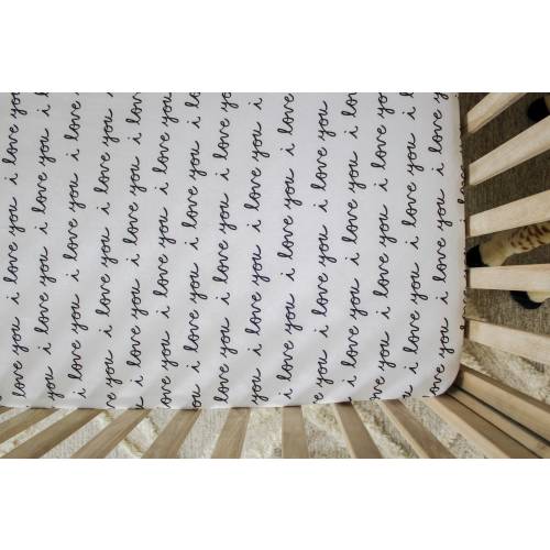 Crib Sheet Fitted Cotton Sheet I Love You s Modern Nursery Sheet Black and White Baby Bedding Boy Girl Gender Neutral Sheet