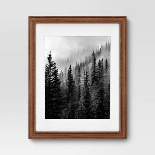 14" x 18" Matted to 11" x 14" Wood Wall Frame Midtone Woodgrain - Threshold™: Traditional Style, MDF, Glass Glazing