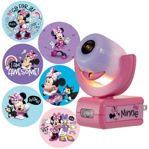 Disney Minnie Mouse Projectables 6-Image LED Night Light, Plug-in, Light Sensing, 7.25 in, 1.65 in