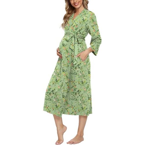 Xpenyo Women's Maternity Sleepwear,Labor/Delivery/Nursing/Hospital Nightgown Kimono Robes Long Pregnancy Loungewear