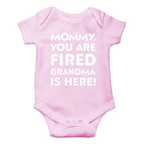 CBTwear Mommy You Are Fired, Grandma Is Here - Baby Clothes - Funny Newborn Bodysuit Outfits for Boys and Girls