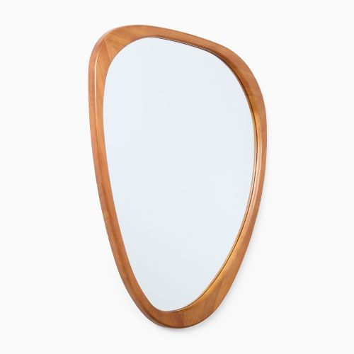 Mid-Century Asymmetrical Wood Wall Mirror