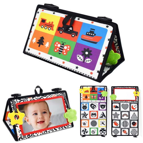 Dr.Rapeti Tummy Time Floor Mirror for Baby, High Contrast Infant Toy