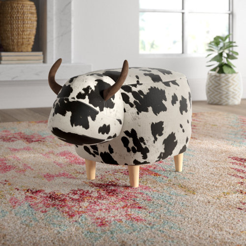 Union Rustic Amarantha 14" Velvet Animal Print Standard Ottoman & Reviews | Wayfair