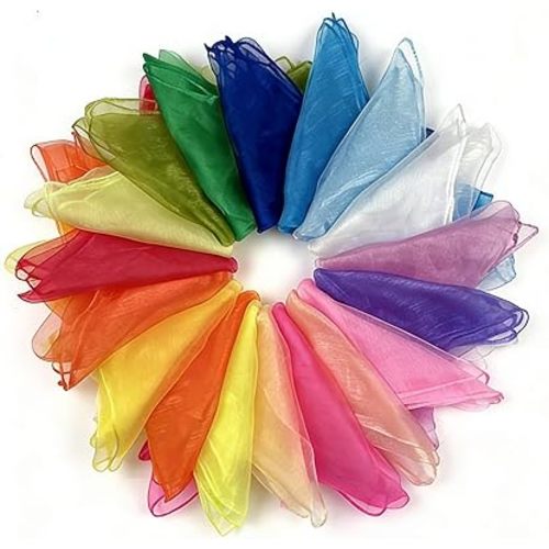 Juggling Scarves for Kids Play, 20/40/60 Pcs Available, 24 Inch Play Scarves for Toddlers, Dance, 20 Colors