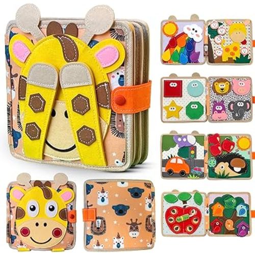 Cobelae Montessori Busy Book for Toddlers 1-3, Toddler Busy Board Felt Quiet Book, Baby Preschool Learning Activity Books Airplane Travel Toys for Kids Ages 1+ Year Old Boys Girls Gifts