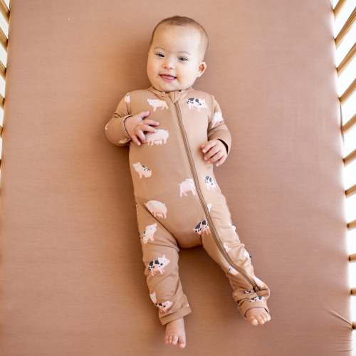 Zippered Romper in Pig