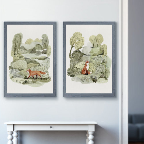 Three Posts™ Baby & Kids Fox Glen I - 2 Piece Framed Painting Print Set & Reviews | Wayfair