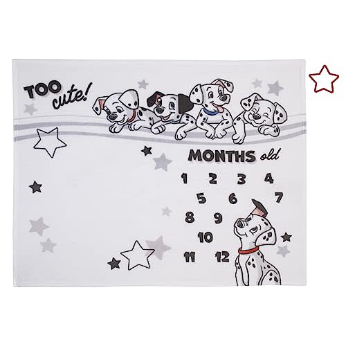 Disney 101 Dalmatians White and Black Too Cute Super Soft Photo Op Milestone Baby Blanket