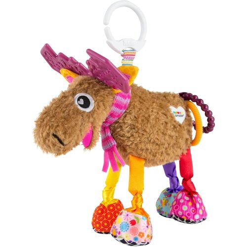 Lamaze Clip On Car Seat and Stroller Toy - Muffin the Moose - Crinkle Sensory Toys for Babies on the Go - High Contrast Travel Toys for Infants - Ages 0 Months and Up