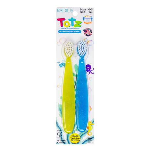 RADIUS Kids Toothbrush, Child Extra Soft, 1 YR+, Totz Toothbrush, Value Pack, 2 CT