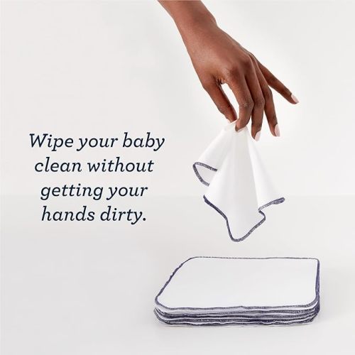 Esembly Organic Cotton Reusable Baby Wipes, Soft and Sturdy Washable Cloth Diaper Wipes, One Size, 12-pk