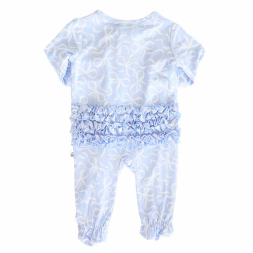 Blue-tiful Bows Ruffle Zipper Footie Caden Lane