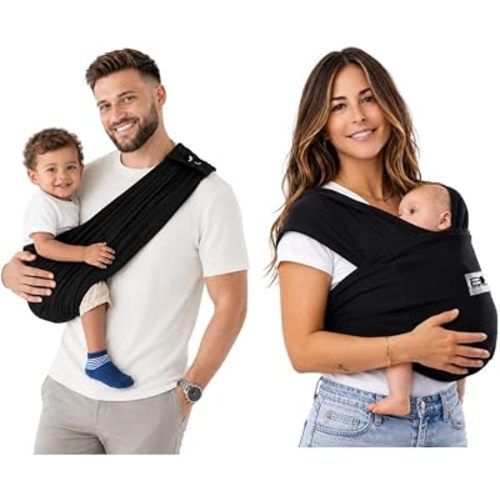 Baby K'tan Original Pre-Wrapped Baby Carrier & Wrap, Black, Large