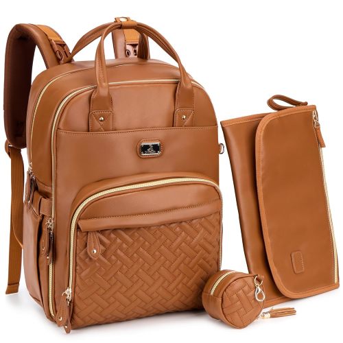 RUVALINO Boss Plus™ Large Diaper Bag Backpack with Portable Changing Pad, Pacifier Case and Stroller Straps
