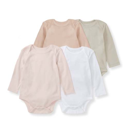 Pink Sand Solid Organic Cotton Long Sleeve Baby Bodysuit Pack of 4 – Burt's Bees Baby