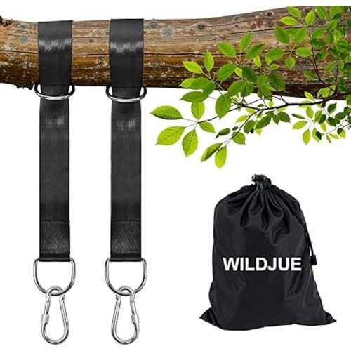 Tree Swing Hanging Straps Kit Holds 2000 lbs,5ft Extra Long Straps Strap with Safer Lock Snap Carabiner Hooks Perfect for Tree Swing & Hammocks, Carry Pouch Easy Fast Installation (5 ft)