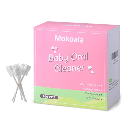 100Pcs Baby Tongue Cleaner Baby Toothbrush Disposable Oral Cleaner | Baby Oral Cleaner Newborn Soft Gauze Toothbrush, Baby Mouth & Gum Cleaning Stick, Essential Dental Care for 0-36 Month Babies