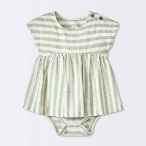 Baby Girls' Striped Modal Ribbed Romper - Cloud Island™ Green 3-6M