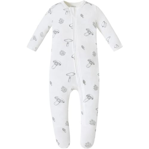 Owlivia Organic Cotton Baby Pajamas, Boys Girls Zip Front Sleep 'N Play Pjs, Footed Sleeper, Long Sleeve